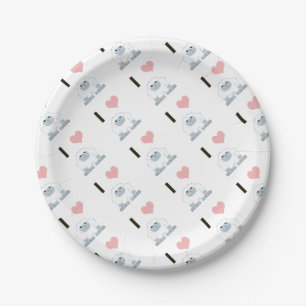 Plato De Papel Yo corazón a Yeti Personalizado lindo Monstruo de 