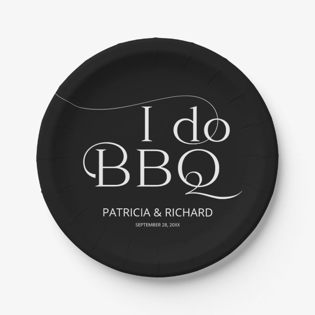 Plato De Papel Yo hago BBQ Engagement Party Black (Anverso)