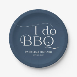 Plato De Papel Yo hago BBQ Engagement Party Blue