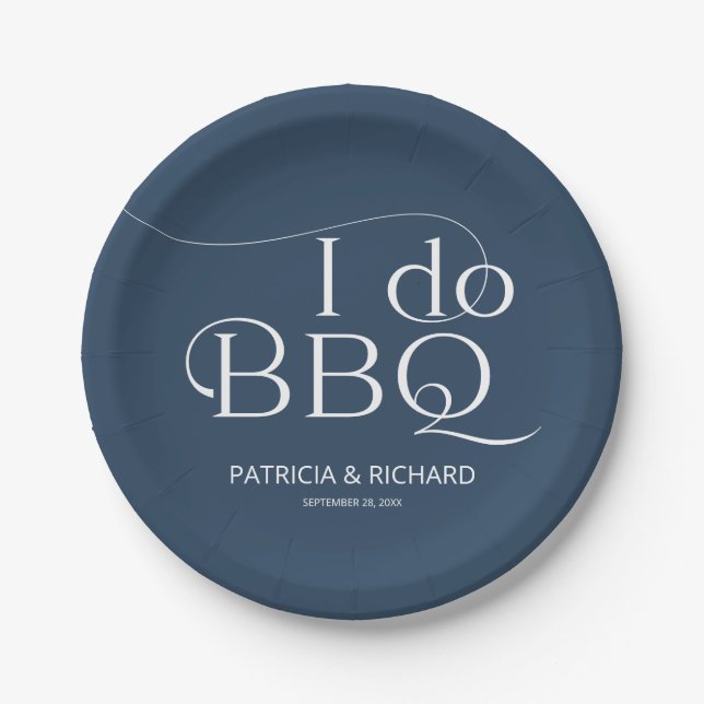 Plato De Papel Yo hago BBQ Engagement Party Blue (Anverso)