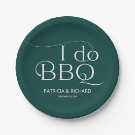 Plato De Papel Yo hago BBQ Engagement Party Green