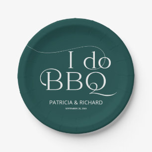 Plato De Papel Yo hago BBQ Engagement Party Green