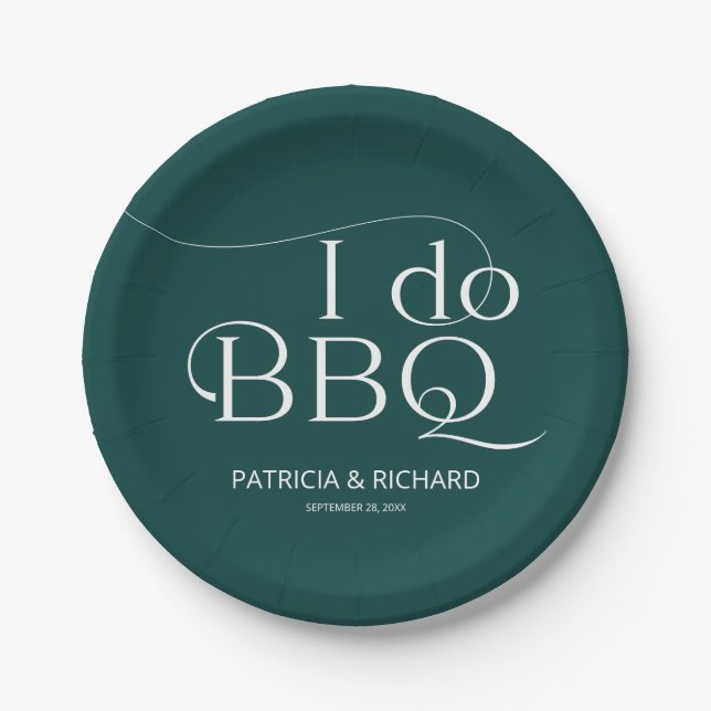Plato De Papel Yo hago BBQ Engagement Party Green (Anverso)