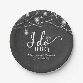 Plato De Papel Yo hago BBQ Rustic Chalk Engagement Party