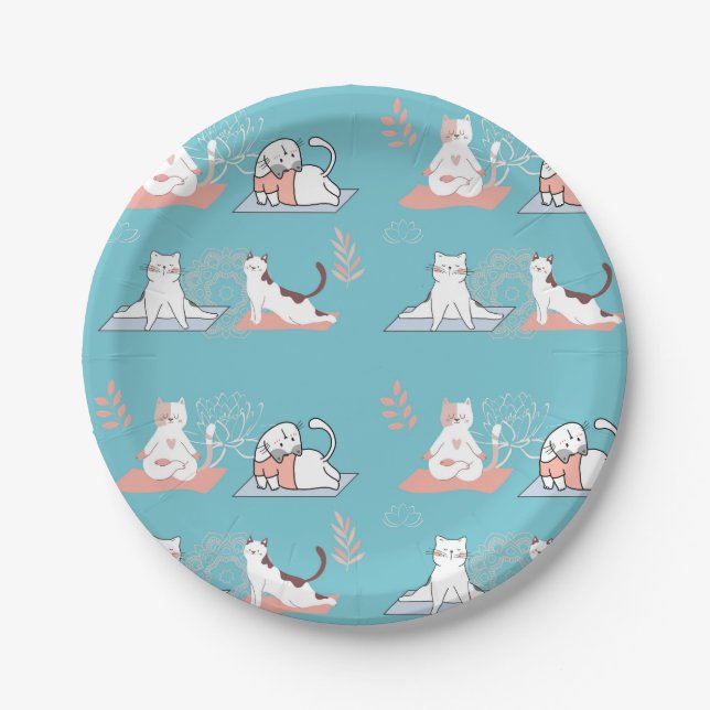 Plato De Papel Yoga Cats Lotus (Anverso)