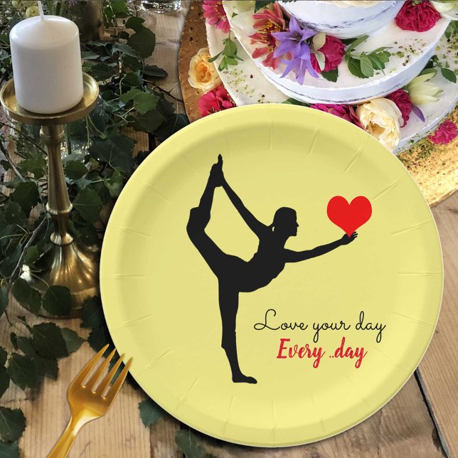 Plato De Papel Yoga Heart & Love your day, Every day / Yogini Pap (Subido por el creador)