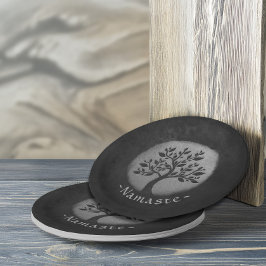 Plato De Papel Yoga Meditation Reiki Instructor Black Silver Tree