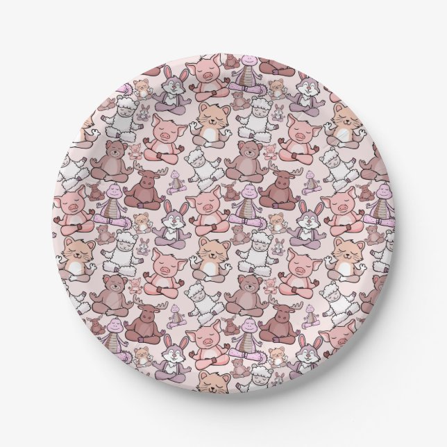 Plato De Papel Yoga poses pattern | Yoga seamless pattern 48 (Anverso)
