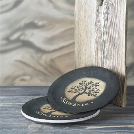 Plato De Papel Yoga Studio Meditation Instructor Black Gold Tree
