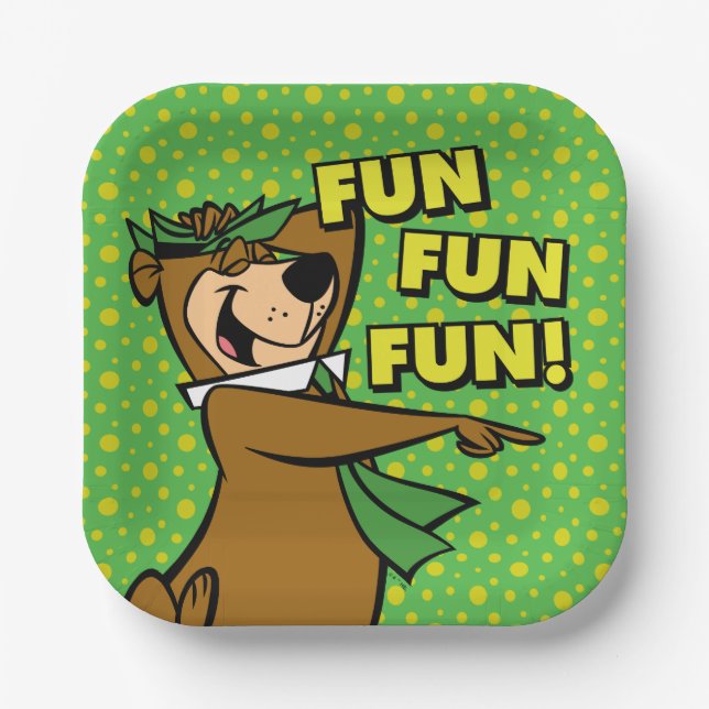 Plato De Papel Yogi Bear Fun Fun Fun (Anverso)