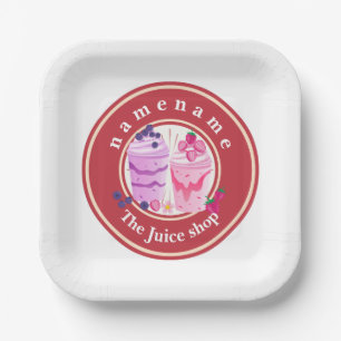 Plato De Papel Yogur frío Smoothies fruta Juice shop logo