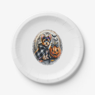 Plato De Papel Yorkie Dog Halloween