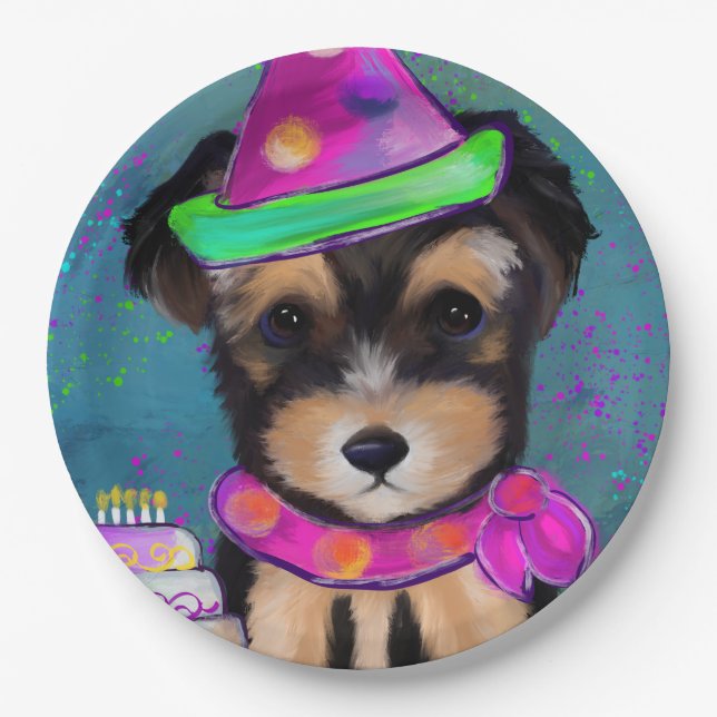 Plato De Papel Yorkie Poo         (Anverso)