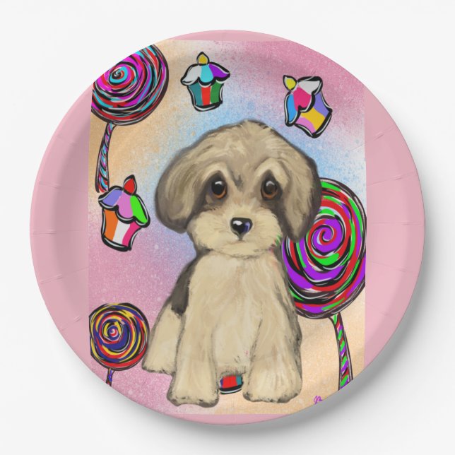 Plato De Papel Yorkie Poo (Anverso)