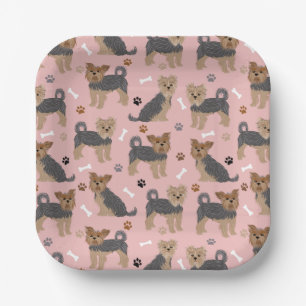 Plato De Papel Yorkshire Terrier Paws and Bones Yorkie Dog