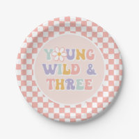 Young Wild Three Groovy Pink Daisy Checker