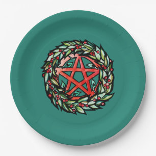 Plato De Papel Yule Wreath Pentacle Pagan