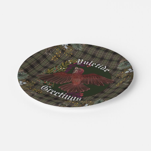 Plato De Papel Yuletide Greetings Purple Finch (Angular)