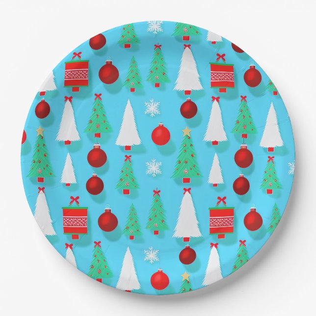 Plato De Papel Yuletide Placa de papel azul (Anverso)