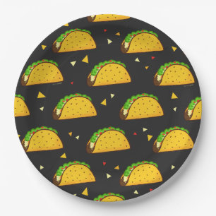 Plato De Papel Yummy Taco Pattern