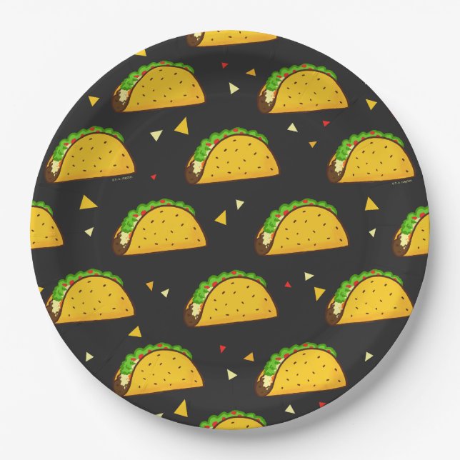 Plato De Papel Yummy Taco Pattern (Anverso)