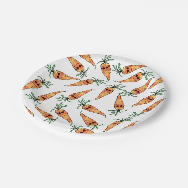 Plato De Papel Zanahoria linda y divertida de la acuarela con las (Angular)