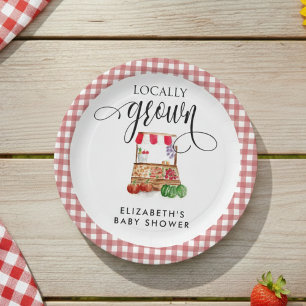 Plato De Papel Zanahorias a cuadros para baby shower de productos