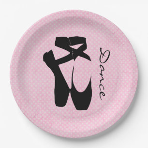 Plato De Papel Zapatos de ballet negro en punta