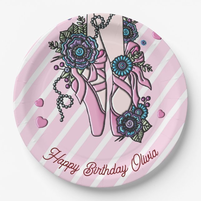 Plato De Papel Zapatos de ballet personalizados (Anverso)