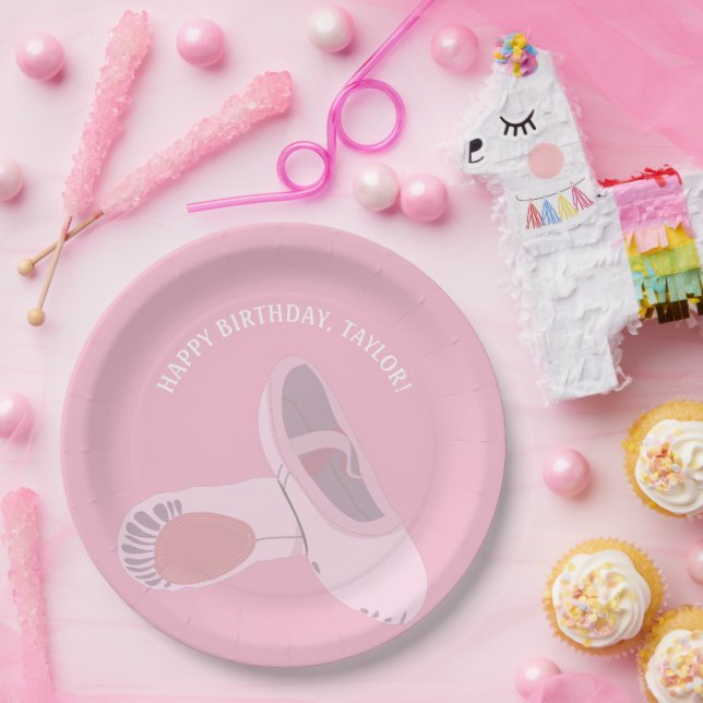 Plato De Papel Zapatos de ballet rosado en Fiesta personalizado r (Fiesta)
