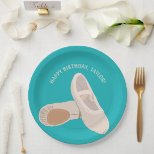 Plato De Papel Zapatos de ballet sobre Fiesta Verde azulado perso
