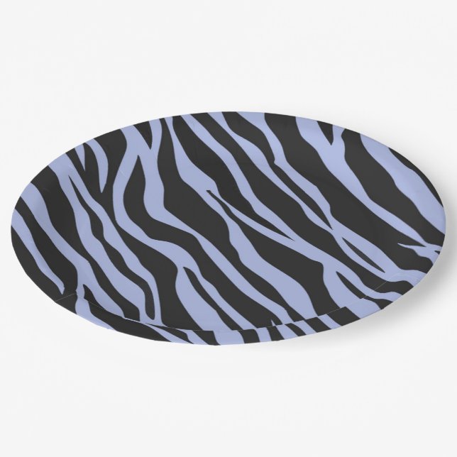 Plato De Papel Zebra azul cielo rayada (Angular)