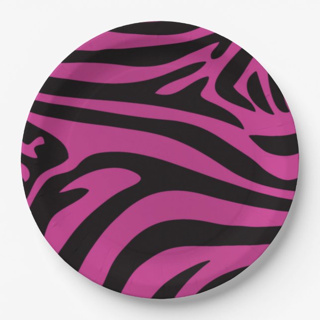 Plato De Papel Zebra rosa (Anverso)