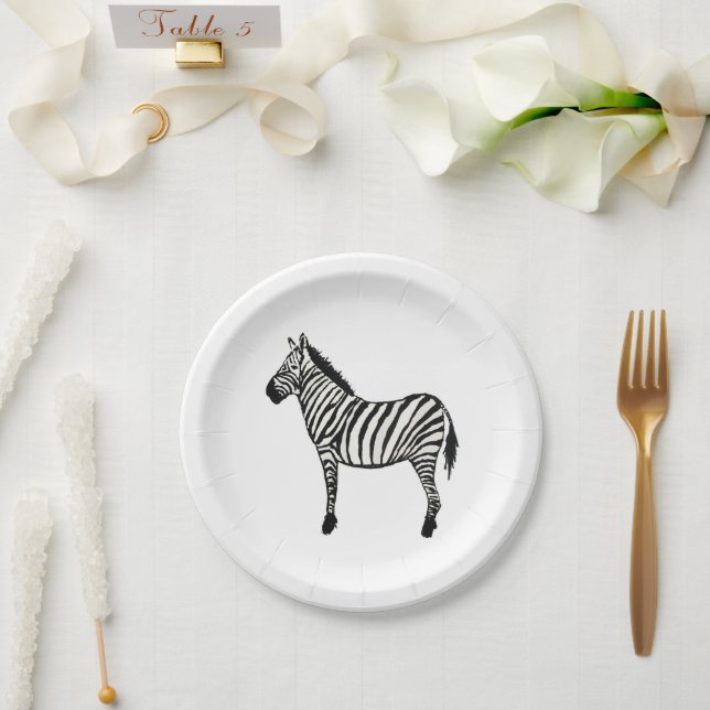Plato De Papel Zebra Safari Happy Birday Fiesta Plates (Boda)