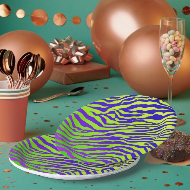 Plato De Papel Zebra verde (Multi)