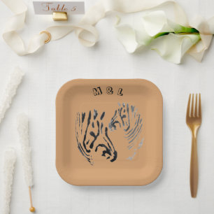 Plato De Papel Zebras de impresión de animales