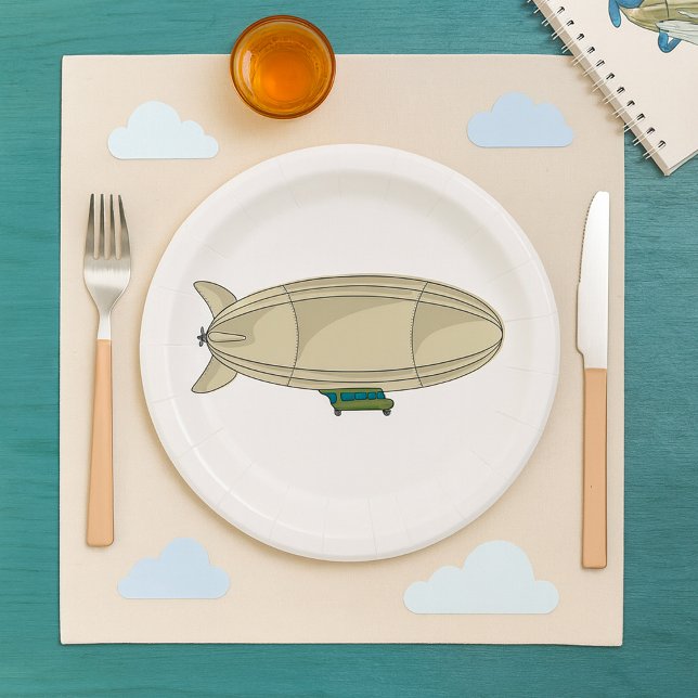 Plato De Papel Zeppelin Dirigible Retro Ciencia Ficción (Subido por el creador)