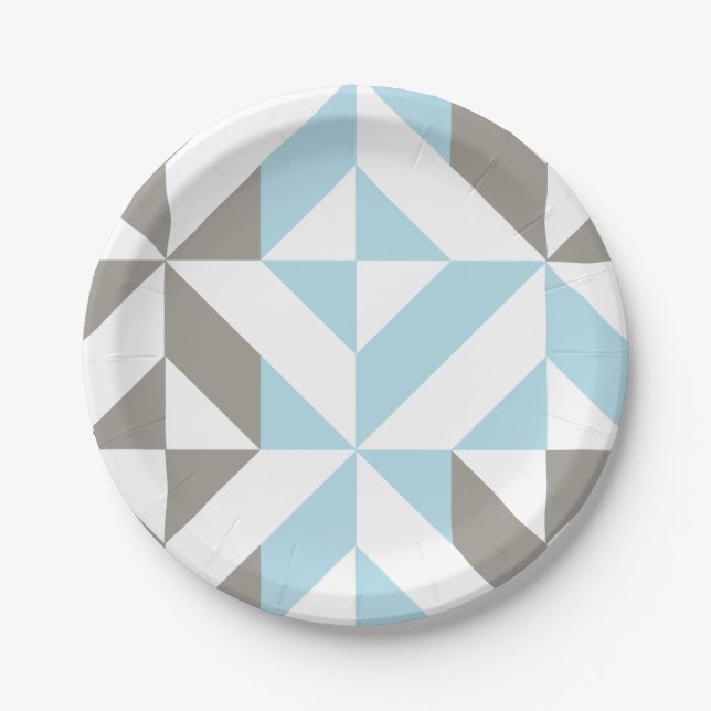 Plato De Papel ZigZag geométrico azul y plata (Anverso)