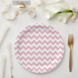 Plato De Papel Zigzag rosa, Chevron rosado, patrón geométrico