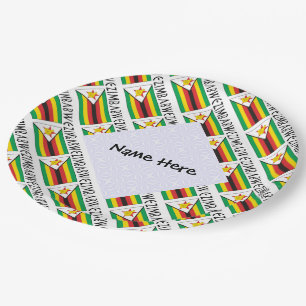 Plato De Papel Zimbabue Bandera de Zimbabue Personalizada en mosa