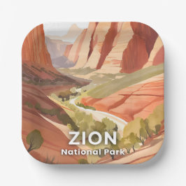 Plato De Papel Zion National Park | Travel Watercolor Valley