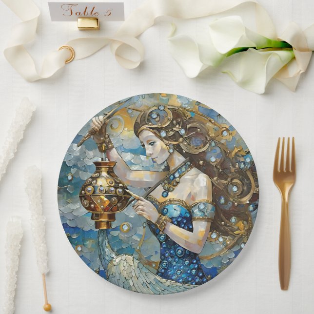 Plato De Papel Zodiac - Aquarius El Aguador (Boda)
