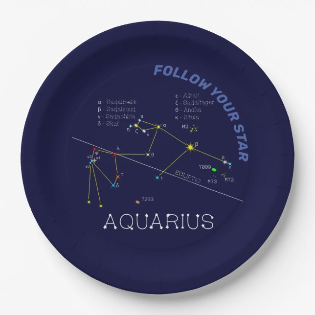 Plato De Papel Zodiac Constellation Aquarius (Anverso)