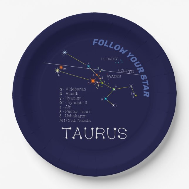 Plato De Papel Zodiac Constellation Taurus (Anverso)