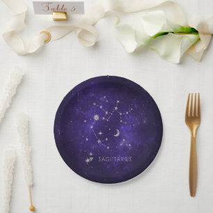 Plato De Papel Zodiac Purple Sagittarius   Horoscopio astrológico