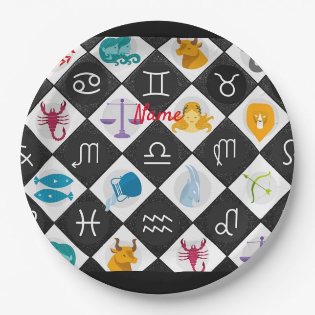Plato De Papel Zodiac Sun Rótulo Astrología Calendario Thunder_Co (Anverso)