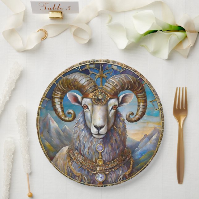 Plato De Papel Zodiaco - Aries The Ram (Boda)