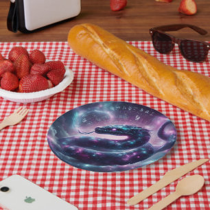 Plato De Papel Zodíaco Serpiente Cósmica Galaxia Astrología