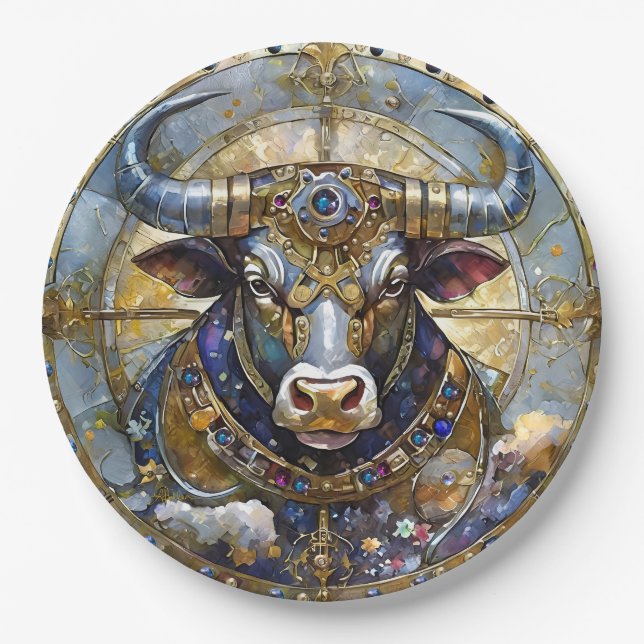 Plato De Papel Zodíaco - Tauro El Toro (Anverso)