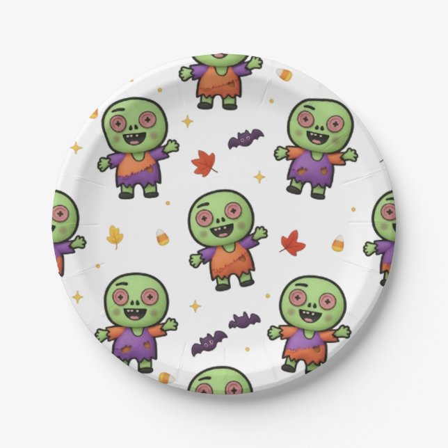 PLATO DE PAPEL ZOMBI DE HALLOWEEN (Anverso)